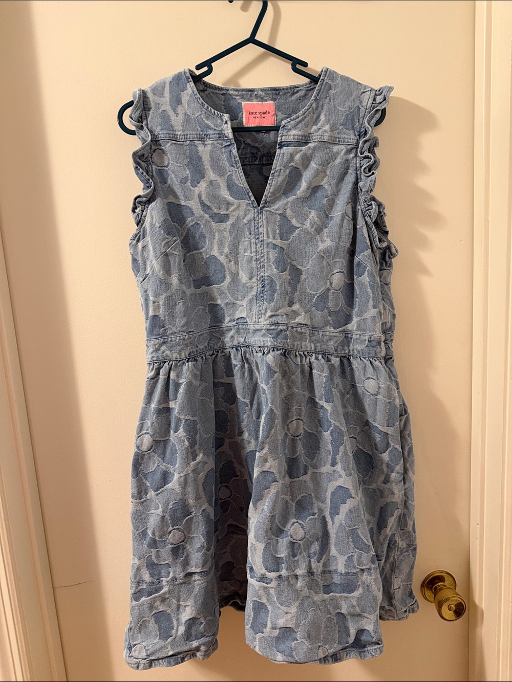 Kate Spade New York Abstract Peony Denim Dress Sz 14